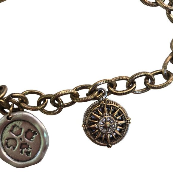 Rare PATRICIA NASH  Patricia Nash NWOT World Charm Necklace Bracelet Set Goldtone Unique